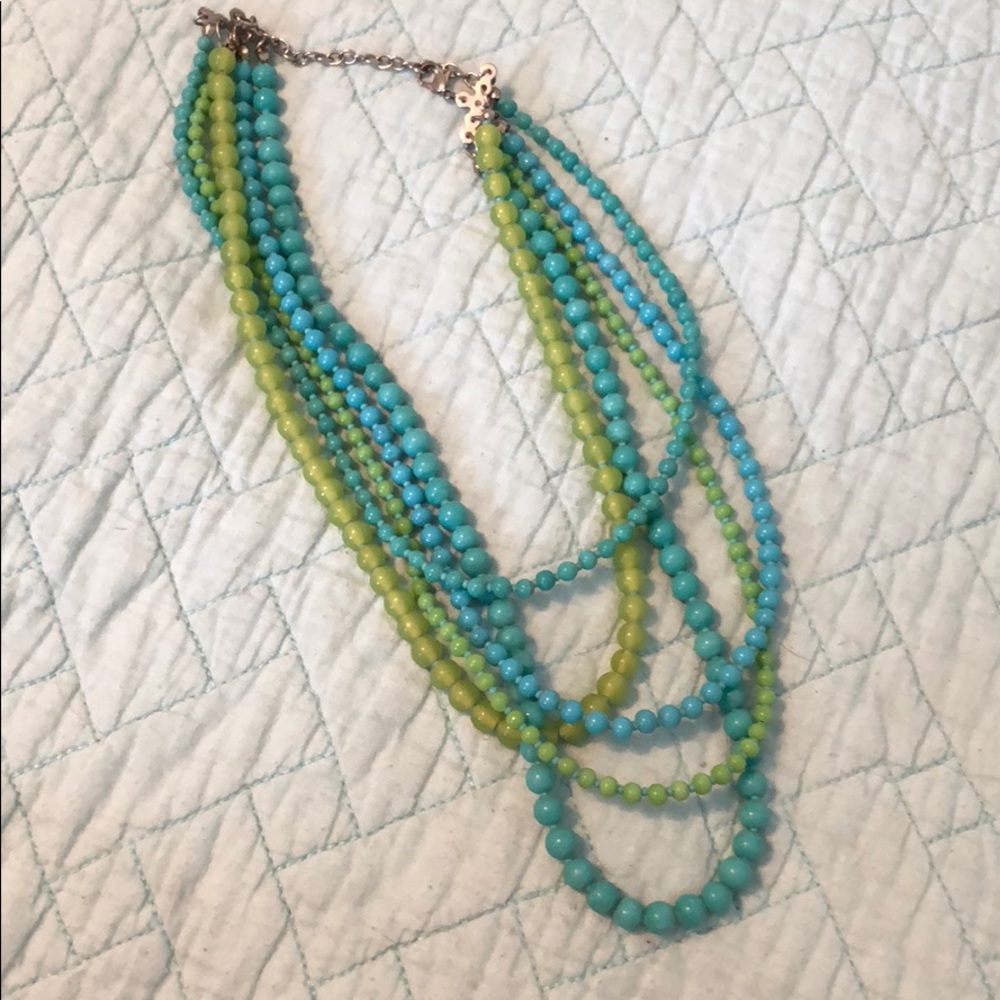 Blue and green beaded necklace.